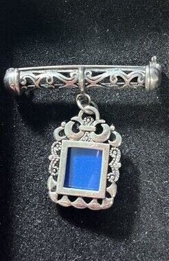 Vintage REO Signed Sterling Silver 925 Picture Frame Dangle Pin brooch